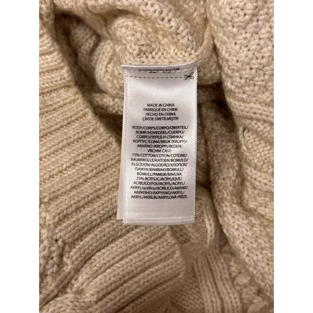 New Polo Ralph Lauren Sweater Dress Large Womens Chunky Cable Knit Ivory Cream